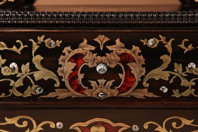 “Boulle” Mantel Clock In The portico Clock Style, French Circa 1870.  - Image 3