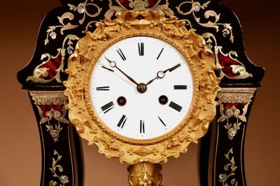 “Boulle” Mantel Clock In The portico Clock Style, French Circa 1870.  - Image 6