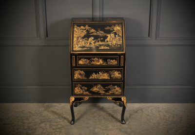 Black Japanned Chinoiserie Slim Bureau - Image 2