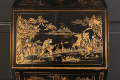 Black Japanned Chinoiserie Slim Bureau - Image 3