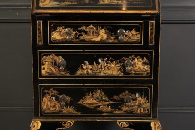 Black Japanned Chinoiserie Slim Bureau - Image 4