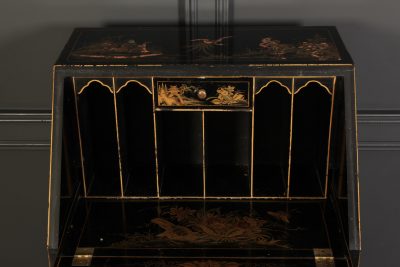 Black Japanned Chinoiserie Slim Bureau - Image 6