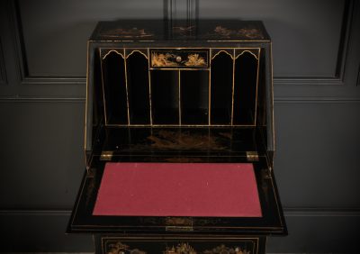 Black Japanned Chinoiserie Slim Bureau - Image 7