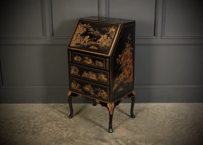 Black Japanned Chinoiserie Slim Bureau - Image 8