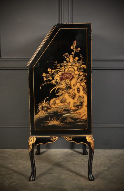 Black Japanned Chinoiserie Slim Bureau - Image 11