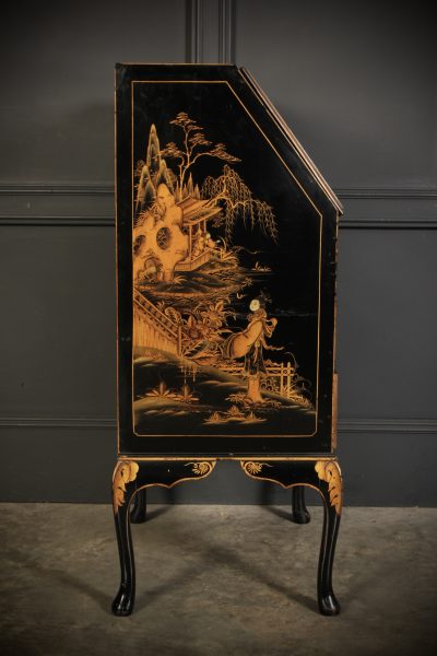 Black Japanned Chinoiserie Slim Bureau - Image 13