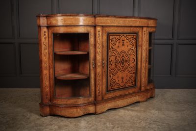 Victorian Burr Walnut Marquetry Inlaid Credenza - Image 2