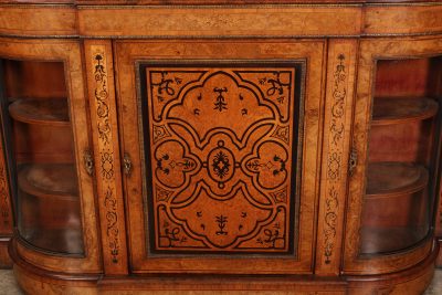 Victorian Burr Walnut Marquetry Inlaid Credenza - Image 3