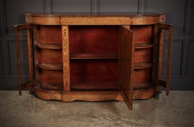 Victorian Burr Walnut Marquetry Inlaid Credenza - Image 4