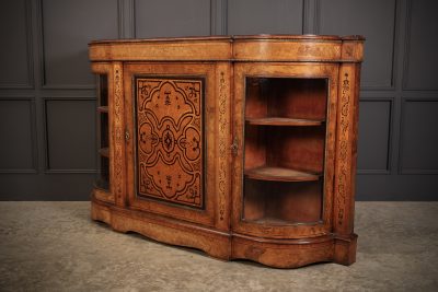 Victorian Burr Walnut Marquetry Inlaid Credenza - Image 5