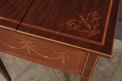 Mahogany Marquetry Inlaid Surprise Drinks Table By Maple & Co. - Image 4