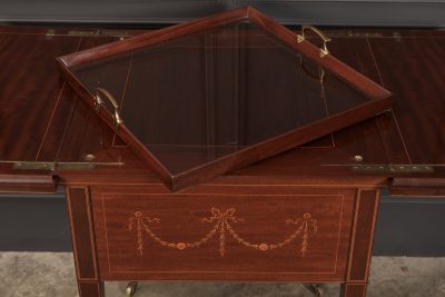 Mahogany Marquetry Inlaid Surprise Drinks Table By Maple & Co. - Image 7