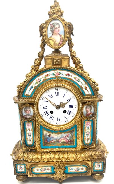 Stunning French Victorian Sevres ormolu 8 day mantel Clock – CA 1850 - Image 16