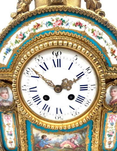 Stunning French Victorian Sevres ormolu 8 day mantel Clock – CA 1850 - Image 15