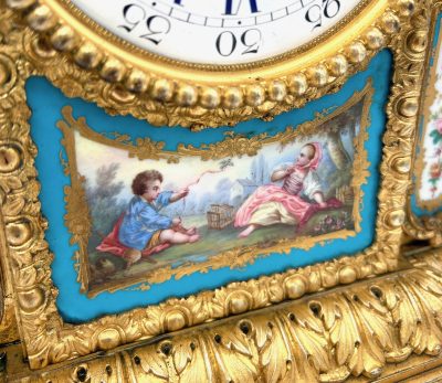 Stunning French Victorian Sevres ormolu 8 day mantel Clock – CA 1850 - Image 5