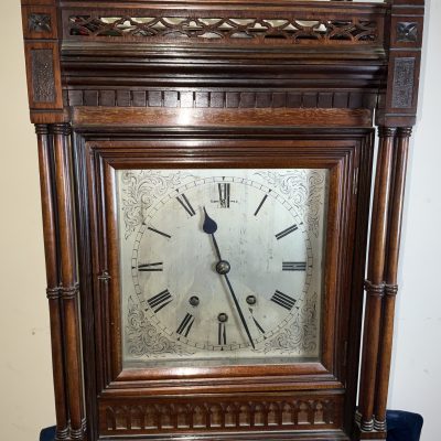 Musical mahogany triple train on eight bells mantel clock - Image 3