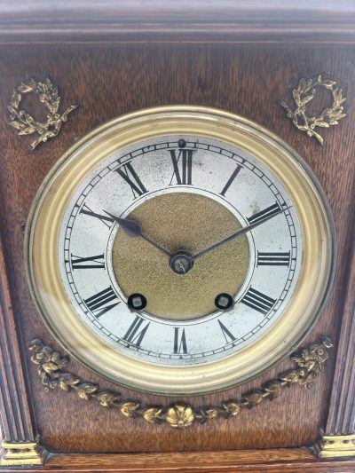 Fine 8-Day Lenzkirch Oak Case Architectural Mantel Clock -  ca1900 - Image 7