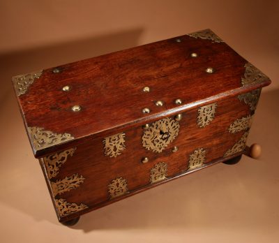 Dutch Colonial Hardwood And Engraved Brass Chest 18th Century.  - Image 2