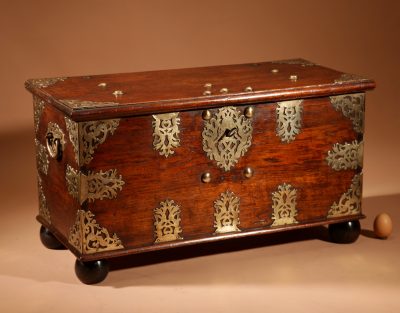 Dutch Colonial Hardwood And Engraved Brass Chest 18th Century.  - Image 4