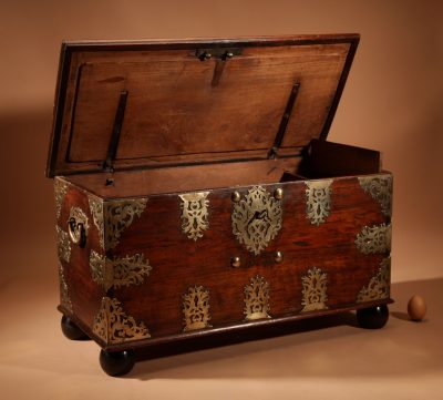 Dutch Colonial Hardwood And Engraved Brass Chest 18th Century.  - Image 9