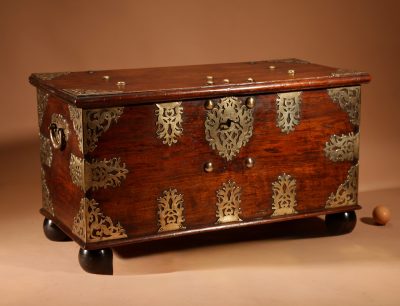 Dutch Colonial Hardwood And Engraved Brass Chest 18th Century.  - Image 13