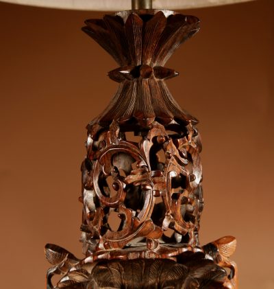 Indonesian Possibly Bali Original Fine Carved Hardwood Table Lamp. - Image 4