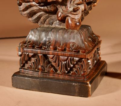 Indonesian Possibly Bali Original Fine Carved Hardwood Table Lamp. - Image 5