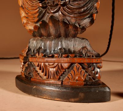 Indonesian Possibly Bali Original Fine Carved Hardwood Table Lamp. - Image 10