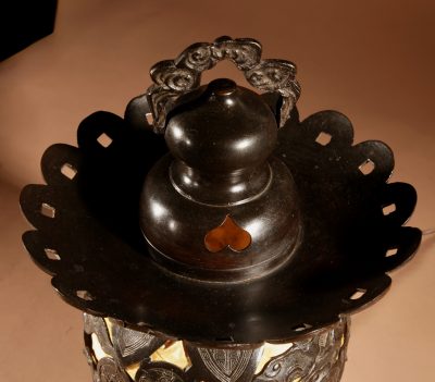 Unusual Large Bronze Japanese/Chinese Table/Hanging Lantern Lamp, Circa 1900-20. - Image 9