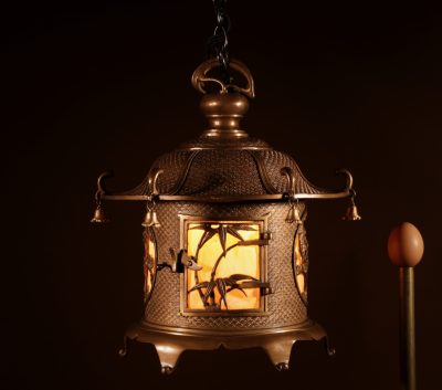  Large Original Gilded Bronze Table/Hanging Lantern Lamp Chinese/Japanese Circa 1900-20 - Image 3