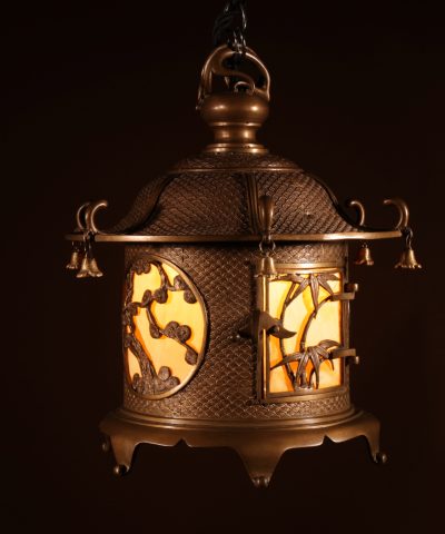  Large Original Gilded Bronze Table/Hanging Lantern Lamp Chinese/Japanese Circa 1900-20 - Image 4