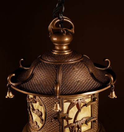  Large Original Gilded Bronze Table/Hanging Lantern Lamp Chinese/Japanese Circa 1900-20 - Image 5