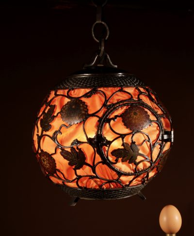 A Rare Large Bronze And Enamel Champleve Original Patinated Japanese/Chinese Table/Hanging lantern Lamp Circa 1900-20 - Image 2