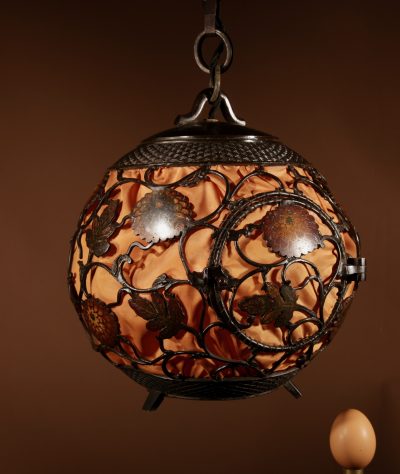 A Rare Large Bronze And Enamel Champleve Original Patinated Japanese/Chinese Table/Hanging lantern Lamp Circa 1900-20 - Image 3