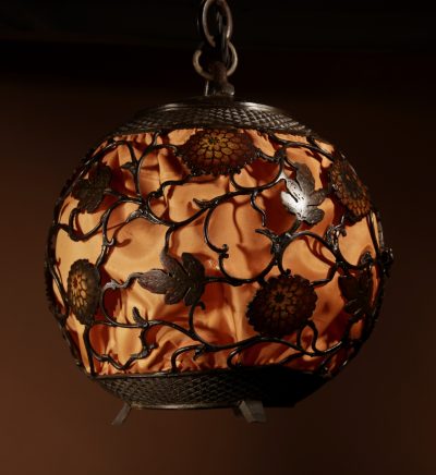 A Rare Large Bronze And Enamel Champleve Original Patinated Japanese/Chinese Table/Hanging lantern Lamp Circa 1900-20 - Image 9