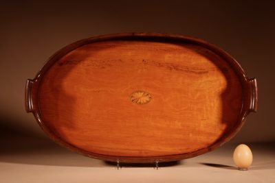 Unusual Inlaid Mahogany and Type Of Satin Wood Oval Tray. - Image 2