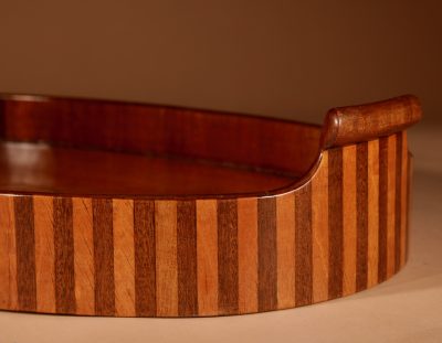 Unusual Inlaid Mahogany and Type Of Satin Wood Oval Tray. - Image 5