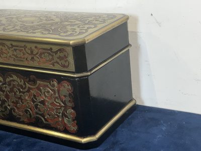 Antique French Boulle Tea Caddy Box - Key - Inner Cannisters - Sugar Dish 1820c - Image 5