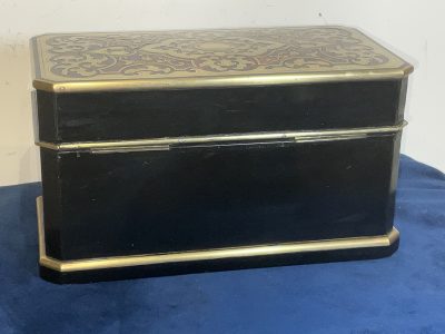 Antique French Boulle Tea Caddy Box - Key - Inner Cannisters - Sugar Dish 1820c - Image 7