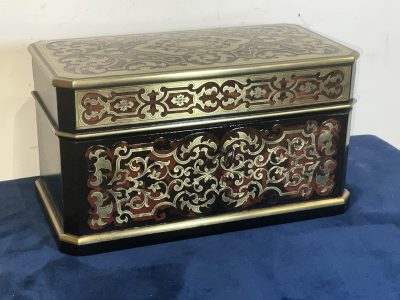 Antique French Boulle Tea Caddy Box - Key - Inner Cannisters - Sugar Dish 1820c - Image 16