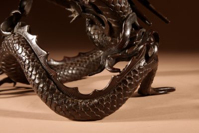 Interesting Large Japanese Bronze dragon And Rock Cristal Sculpture Meiji Period 1868-1912.  - Image 10