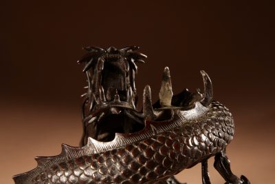 Interesting Large Japanese Bronze dragon And Rock Cristal Sculpture Meiji Period 1868-1912.  - Image 14