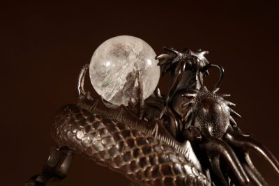 Interesting Large Japanese Bronze dragon And Rock Cristal Sculpture Meiji Period 1868-1912.  - Image 16