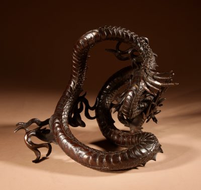 Interesting Large Japanese Bronze dragon And Rock Cristal Sculpture Meiji Period 1868-1912.  - Image 18