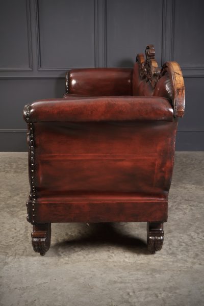 Large Rosewood Leather Sofa - Image 14