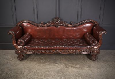 Large Rosewood Leather Sofa - Image 5