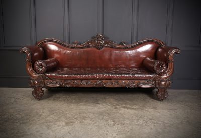 Large Rosewood Leather Sofa - Image 6