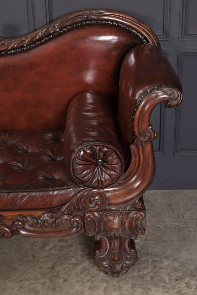 Large Rosewood Leather Sofa - Image 7