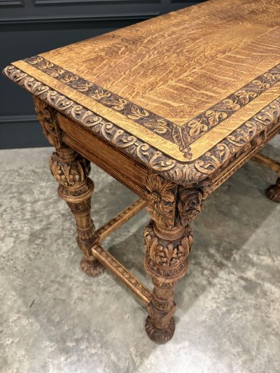 Carved Bleached Oak Console Table by Edwards & Roberts - Image 12