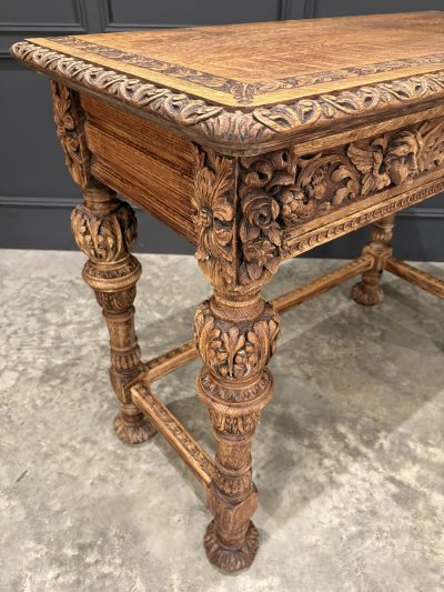 Carved Bleached Oak Console Table by Edwards & Roberts - Image 13